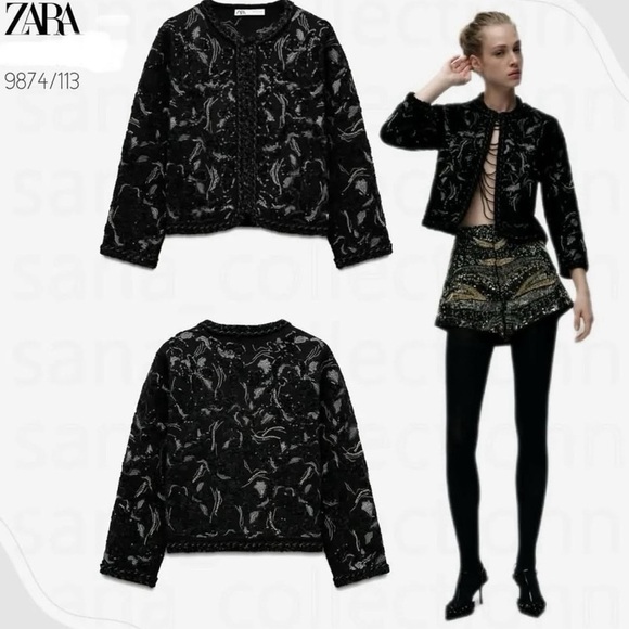 NWT ZARA KNIT CARDIGAN WITH SEQUINS SIZE L - Picture 1 of 16